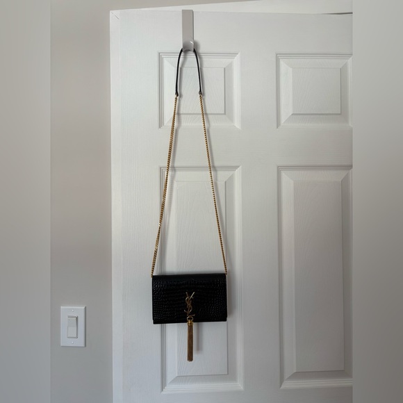 Yves Saint Laurent Black Crossbody Bag with Gold Accents - Picture 3 of 3